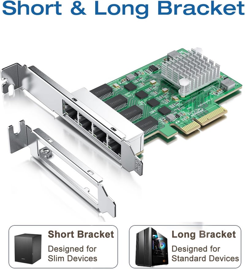 HYFIBER H!Fiber 2.5Gbase-T PCIe NIC with Realtek RTL8125 Chip, 2.5Gb Network Card, 2500/1000/100 Mbps,Quad RJ45 Ports, PCIe X4, Ethernet Card for Windows/Windows Server/Linux - Image 3